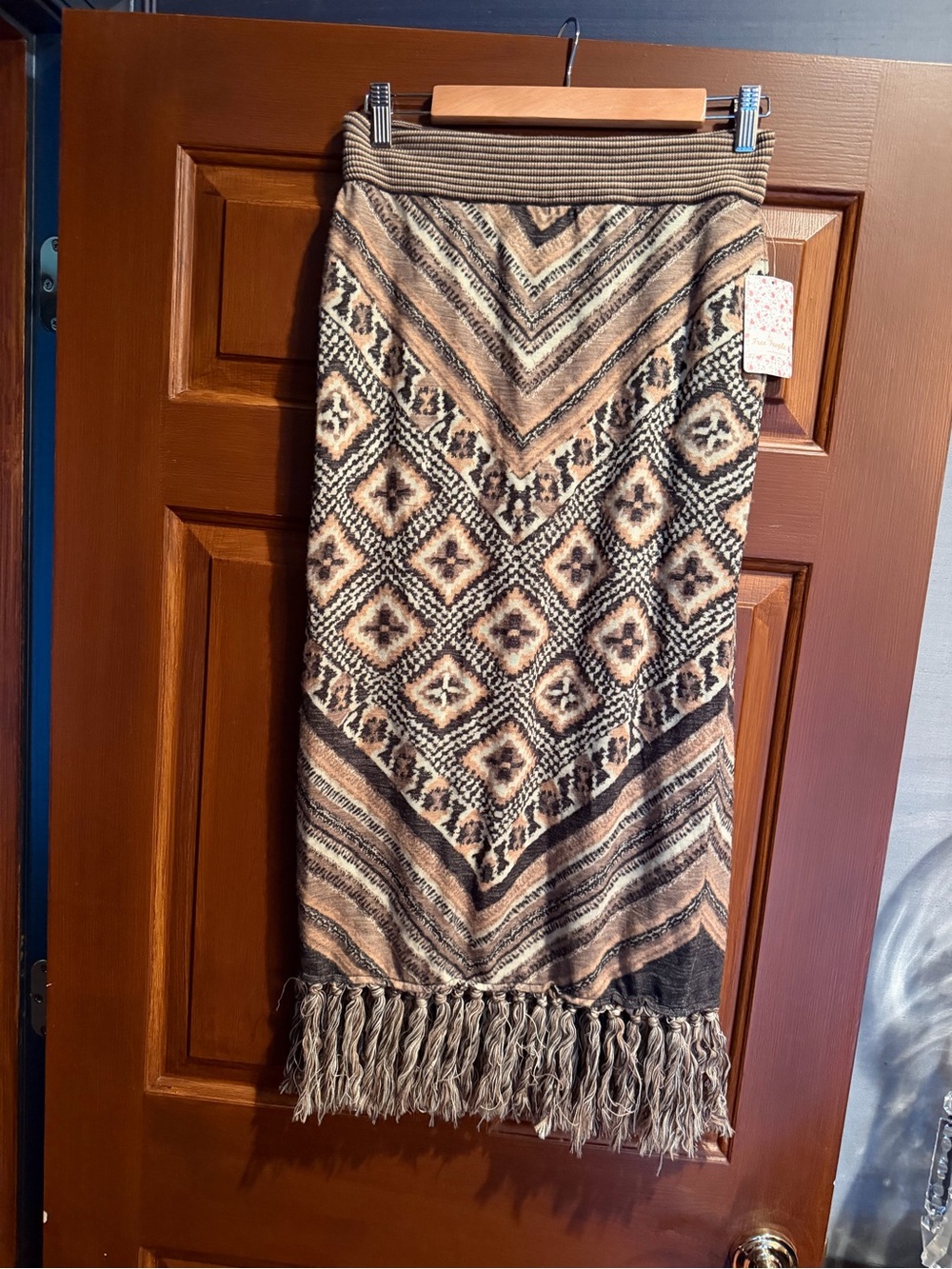Free People Nordic Knit Maxi Skirt in Taupe and Black